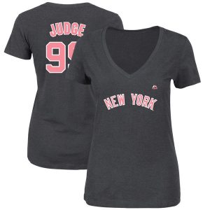 Aaron Judge NY Yankees Majestic Women’s 2018 Mother’s Day V-Neck T-Shirt – Heather Charcoal