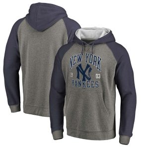 NY Yankees Heathered Gray/Navy Cooperstown Collection Hoodie
