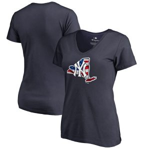 New York Yankees Women’s Navy 2018 Memorial Day Banner State V-Neck T-Shirt